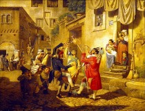 ALLEGREZZA IN UNA STRADA ROMANA DURANTE IL CARNEVALE