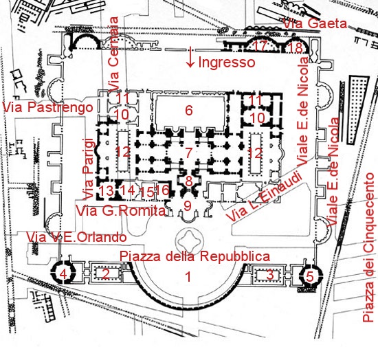 pianta delle terme di diocleziano