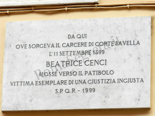 lapide in memoria di beatrice cenci