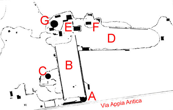 pianta della villa dei quintili