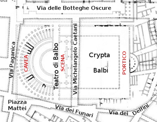 mappa del teatro e della crypta balbi