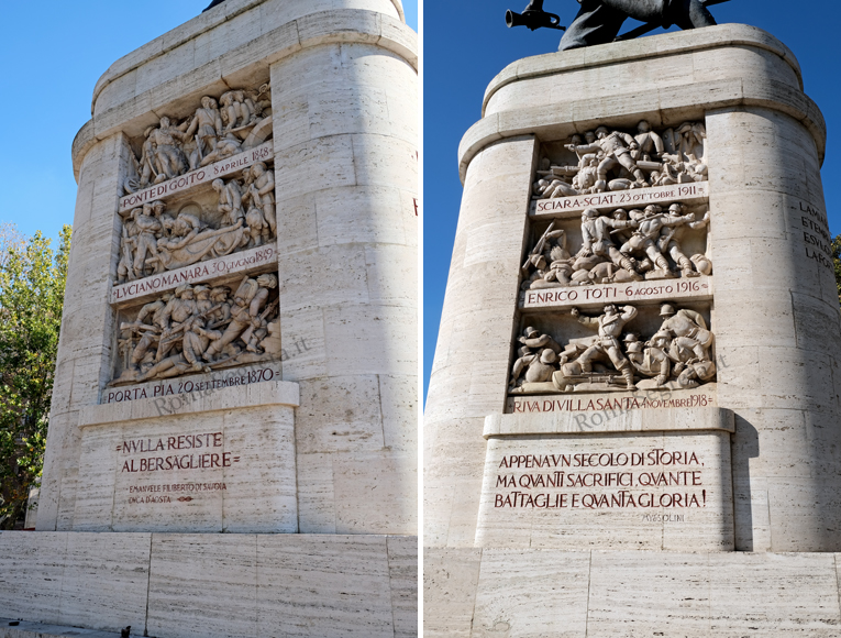 bassorilievi del monumento al bersagliere a porta pia