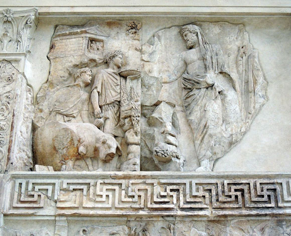 pannello con enea ara pacis