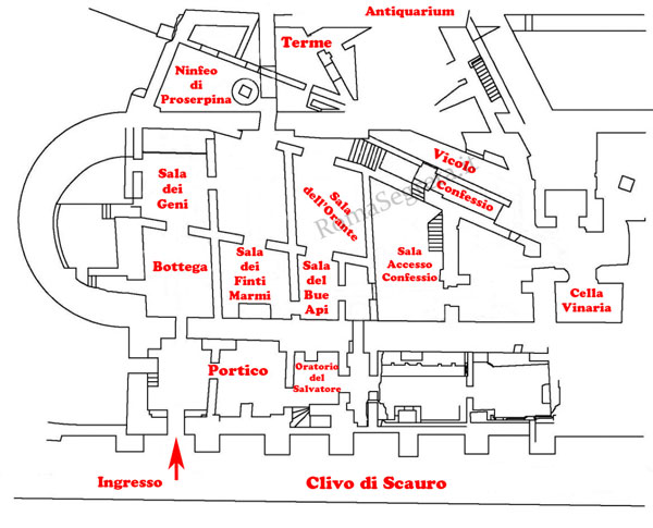 mappa delle case romane al celio