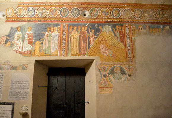 affresco sulla parete destra dell'oratorio di san silvestro
