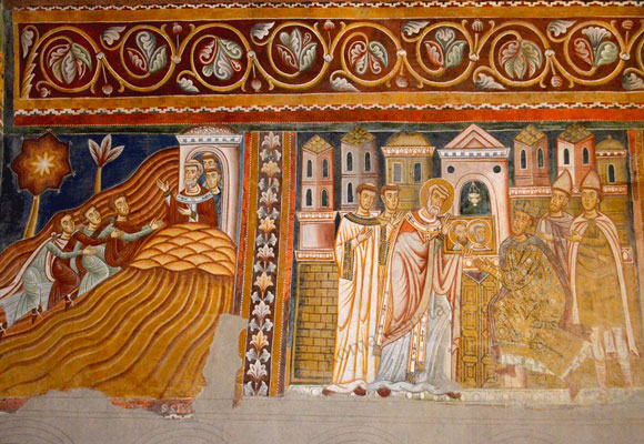 affresco sulla parete sinistra dell'oratorio di san silvestro