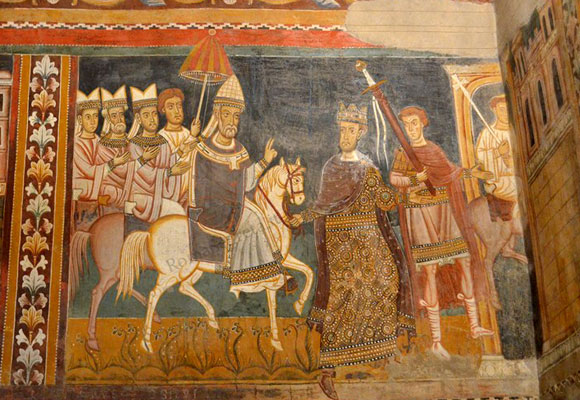 continua affresco sulla parete sinistra dell'oratorio di san silvestro