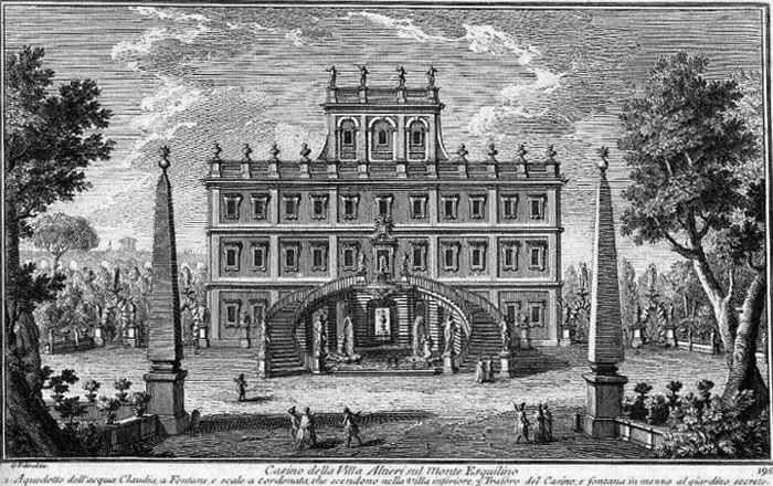 villa altieri in un'incisione di giuseppe vasi