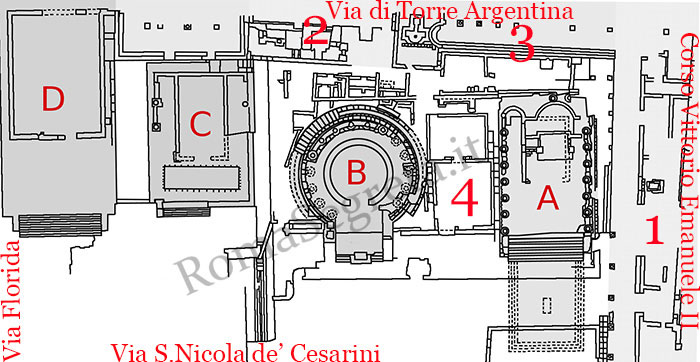 mappa dell'area sacra di largo argentina