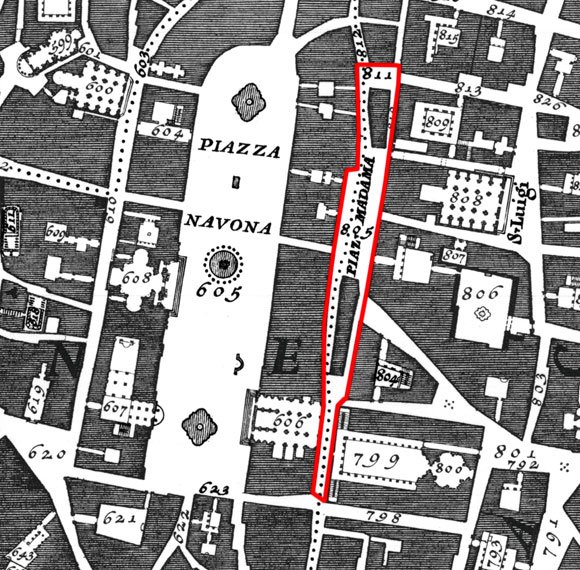 corso del rinascimento nella pianta del nolli