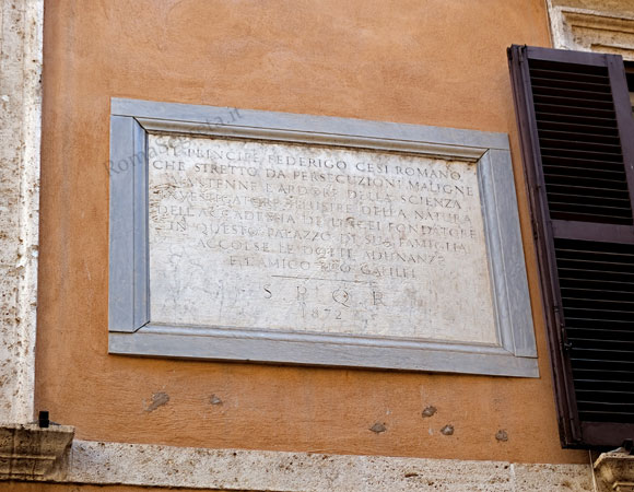 lapide su facciata di palazzo gaddi cesi