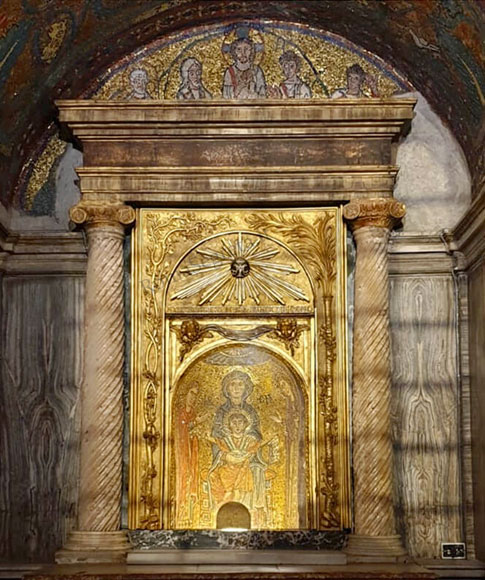 mosaico della madonna con bambino tra s.prassede e s.pudenziana