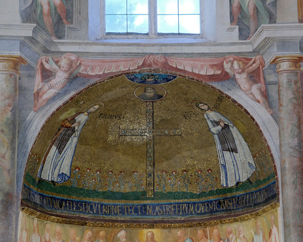 mosaico di cristo con san primo e san feliciano
