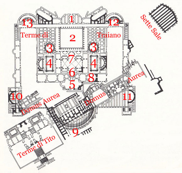 pianta delle terme di traiano