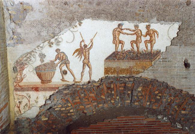 mosaico della vendemmia alle terme di traiano