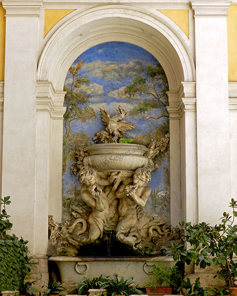 fontana nel cortile del palazzo germanico ungarico