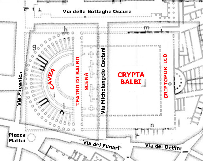 mappa del teatro e della crypta balbi