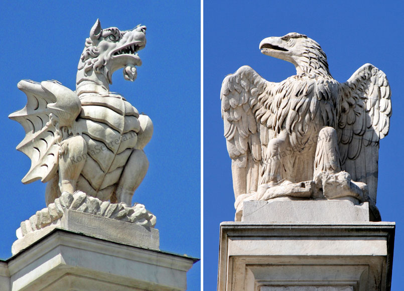 drago e aquila sulla fontana paola