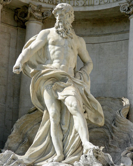 statua di oceano alla fontana di trevi