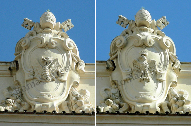 stemmi di gregorio XIII e leone XII sul palazzo della pontificia università gregoriana