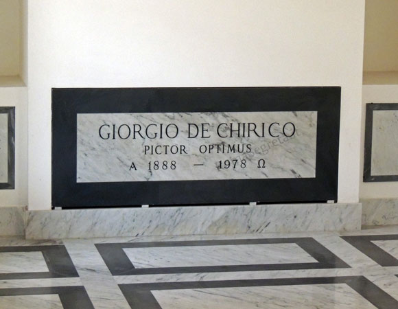 tomba di giorgio de chirico nella chiesa di s.francesco a ripa