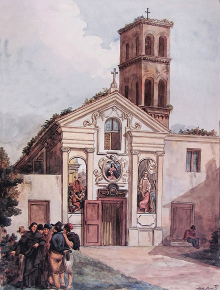 s.maria in cappella in un'acquerello del pinelli