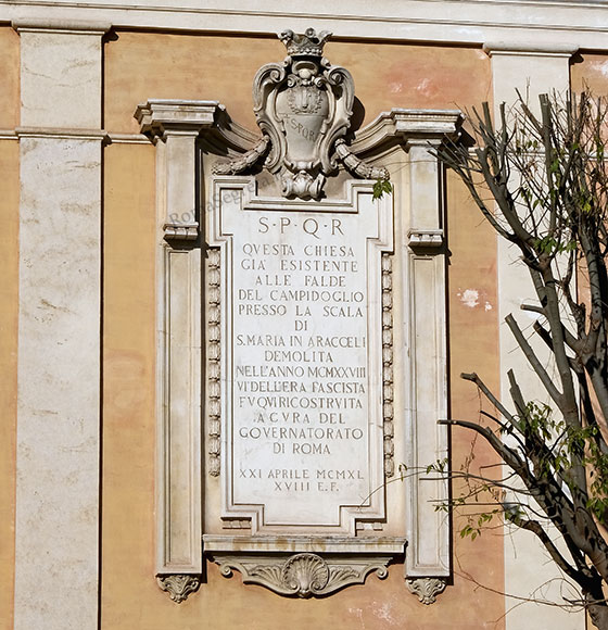 lapide sulla chiesa di s.rita da cascia in campitelli