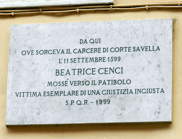 lapide in memoria di beatrice cenci