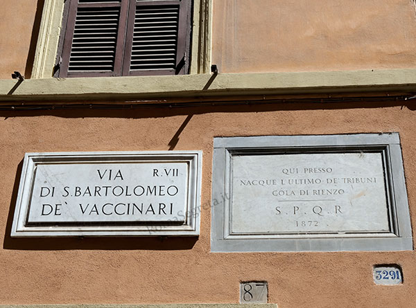 iscrizione a via di s.bartolomeo de' vaccinari