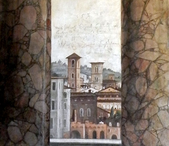 caratteri gotici su veduta prospettica