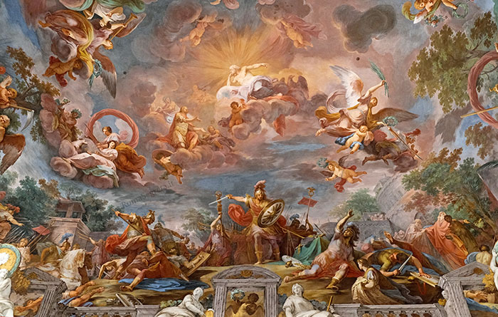 romolo accolto nell’olimpo da giove per propiziare la vittoria di furio camillo contro brenno